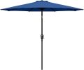 Simple Deluxe 9ft Outdoor Market Table Patio Umbrella with Button Tilt, Crank and 8 Sturdy Ribs for Garden, Blue