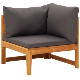 Corner Sofa with Dark Gray Cushions Solid Acacia Wood