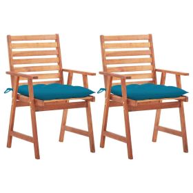 Patio Dining Chairs 2 pcs with Cushions Solid Acacia Wood