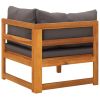 Corner Sofa with Dark Gray Cushions Solid Acacia Wood