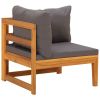 Corner Sofa with Dark Gray Cushions Solid Acacia Wood