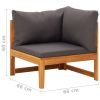 Corner Sofa with Dark Gray Cushions Solid Acacia Wood