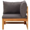 Corner Sofa with Dark Gray Cushions Solid Acacia Wood