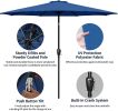 Simple Deluxe 9ft Outdoor Market Table Patio Umbrella with Button Tilt, Crank and 8 Sturdy Ribs for Garden, Blue