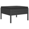 6 Piece Patio Lounge Set with Cushions Poly Rattan Black