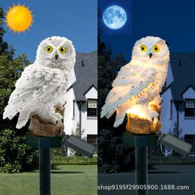 Solar Resin Eagle Lawn Lamp Outdoor Garden Villa Decoration Landscape Lamp (Option: Solar Resin Light White Owl)