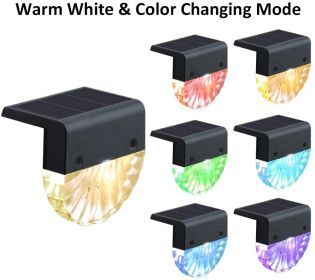 LED Acrylic Shell Solar RGB Color Warm White Stair Light Outdoor Garden Courtyard (Option: Black-2PCS)