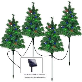 Solar Christmas Tree Outdoor Courtyard Decoration Landscape Lamp (Option: One For Four)