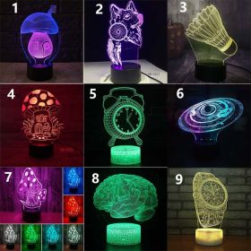 New 3D Colorful Touch Remote Control LED Desk Lamp (Option: 9 Style-Black seat remote control)