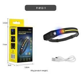 Silicone Sensor Headlamp Type-C Rechargeable Outdoor (Option: 8121 Red Blue Yellow Light-USB)