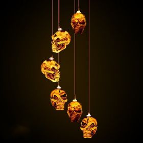 Solar Wind Chimes Halloween Horror Pumpkin Skull Elf Courtyard Atmosphere Decorative Lights (Option: Skull Wind Chime)