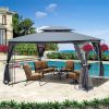 13x10 Outdoor Patio Gazebo Canopy Tent With Ventilated Double Roof And Mosquito net(Detachable Mesh Screen On All Sides); Suitable for Lawn;  Garden;