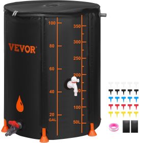 VEVOR Collapsible Rain Barrel, 100 Gallon Large Capacity, PVC Rainwater Collection System Including Spigots and Overflow Kit, Portable Water Tank Stor (Capacity: 100 Gal)