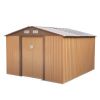 9.1' x 10.5' Galvanized Steel Storage Shed Sliding Door Tool Shack with 4 Vents & Metal Floor