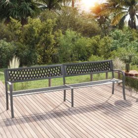 Twin Patio Bench 96.9" Gray Steel (Color: Grey)