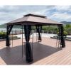 13x10 Outdoor Patio Gazebo Canopy Tent With Ventilated Double Roof And Mosquito net(Detachable Mesh Screen On All Sides); Suitable for Lawn;  Garden;