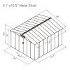 9.1' x 10.5' Galvanized Steel Storage Shed Sliding Door Tool Shack with 4 Vents & Metal Floor