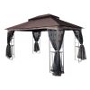 13x10 Outdoor Patio Gazebo Canopy Tent With Ventilated Double Roof And Mosquito net(Detachable Mesh Screen On All Sides); Suitable for Lawn;  Garden;