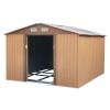 9.1' x 10.5' Galvanized Steel Storage Shed Sliding Door Tool Shack with 4 Vents & Metal Floor