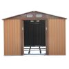 9.1' x 10.5' Galvanized Steel Storage Shed Sliding Door Tool Shack with 4 Vents & Metal Floor