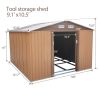 9.1' x 10.5' Galvanized Steel Storage Shed Sliding Door Tool Shack with 4 Vents & Metal Floor