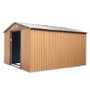 9.1' x 10.5' Galvanized Steel Storage Shed Sliding Door Tool Shack with 4 Vents & Metal Floor