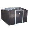 9.1' x 10.5' Galvanized Steel Storage Shed Sliding Door Tool Shack with 4 Vents & Metal Floor