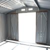 9.1' x 10.5' Galvanized Steel Storage Shed Sliding Door Tool Shack with 4 Vents & Metal Floor