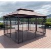 13x10 Outdoor Patio Gazebo Canopy Tent With Ventilated Double Roof And Mosquito net(Detachable Mesh Screen On All Sides); Suitable for Lawn;  Garden;